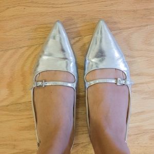 Silver Prada Slingbacks-Size 38 IT-7.5 US